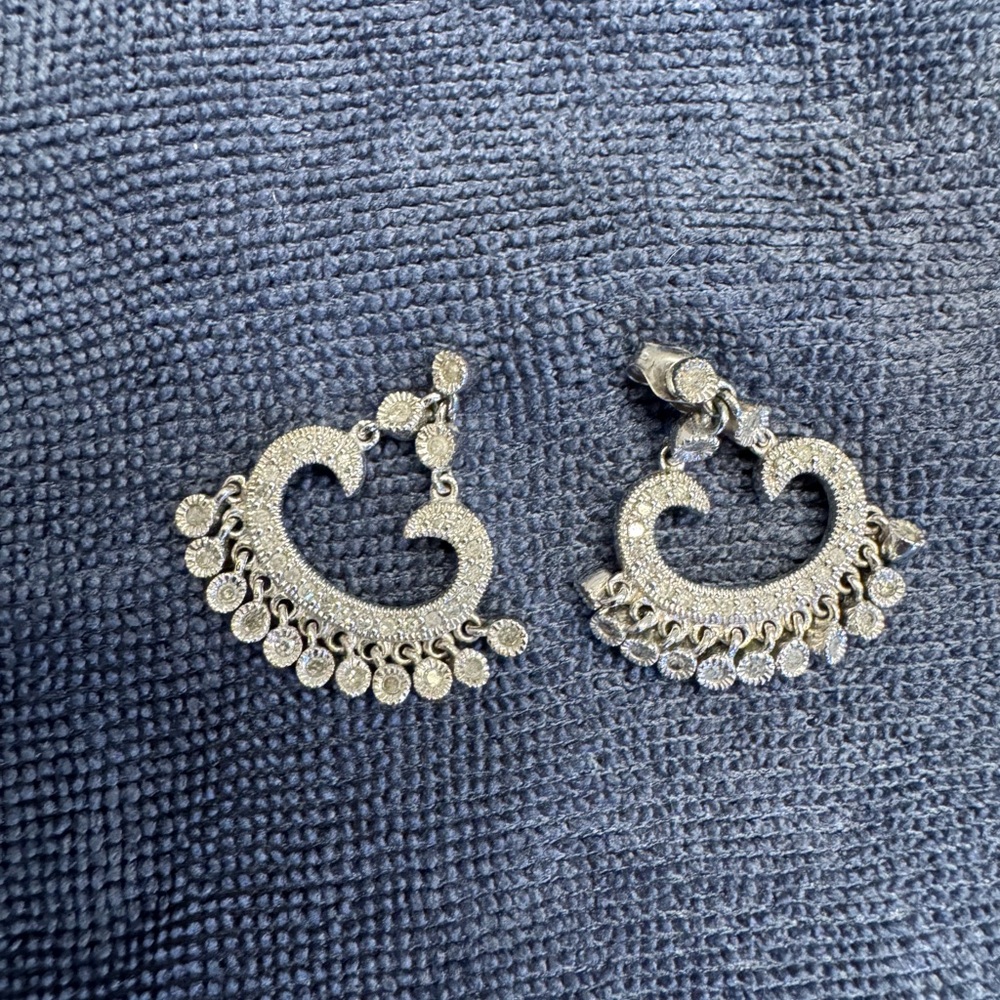 Elegant 14K White Gold and Diamond Chandelier Earrings